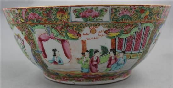 A Chinese Canton-decoration famille rose punch bowl, mid 19th century, 30.5cm diam.